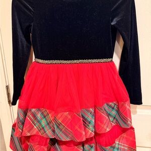 Xhilaration Black and Red Plaid Kids Formal Dress